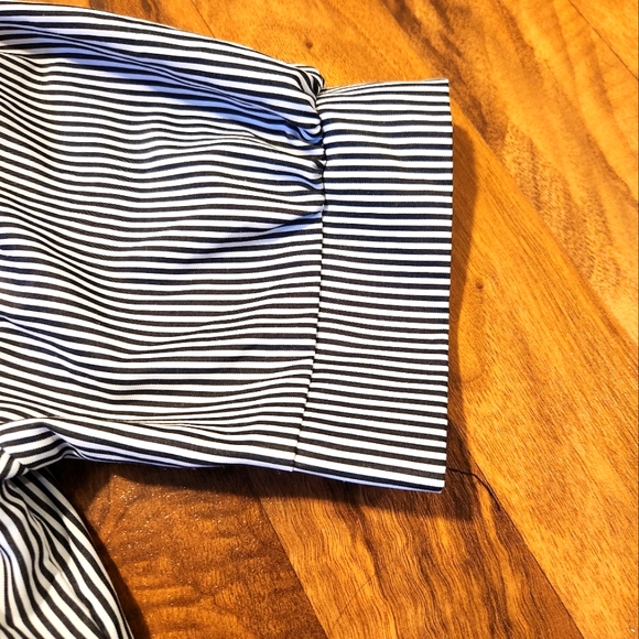 2/$15 Women's Boho Striped Print Off Shoulder Short Sleeve Tie Front shirt - Picture 5 of 8